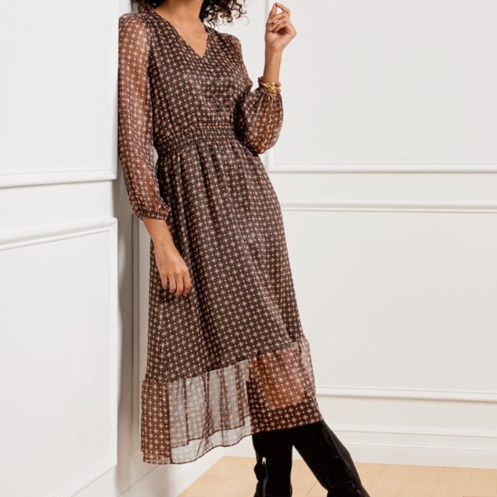 Talbots Fit and Flare Midi dress Dainty Medallion